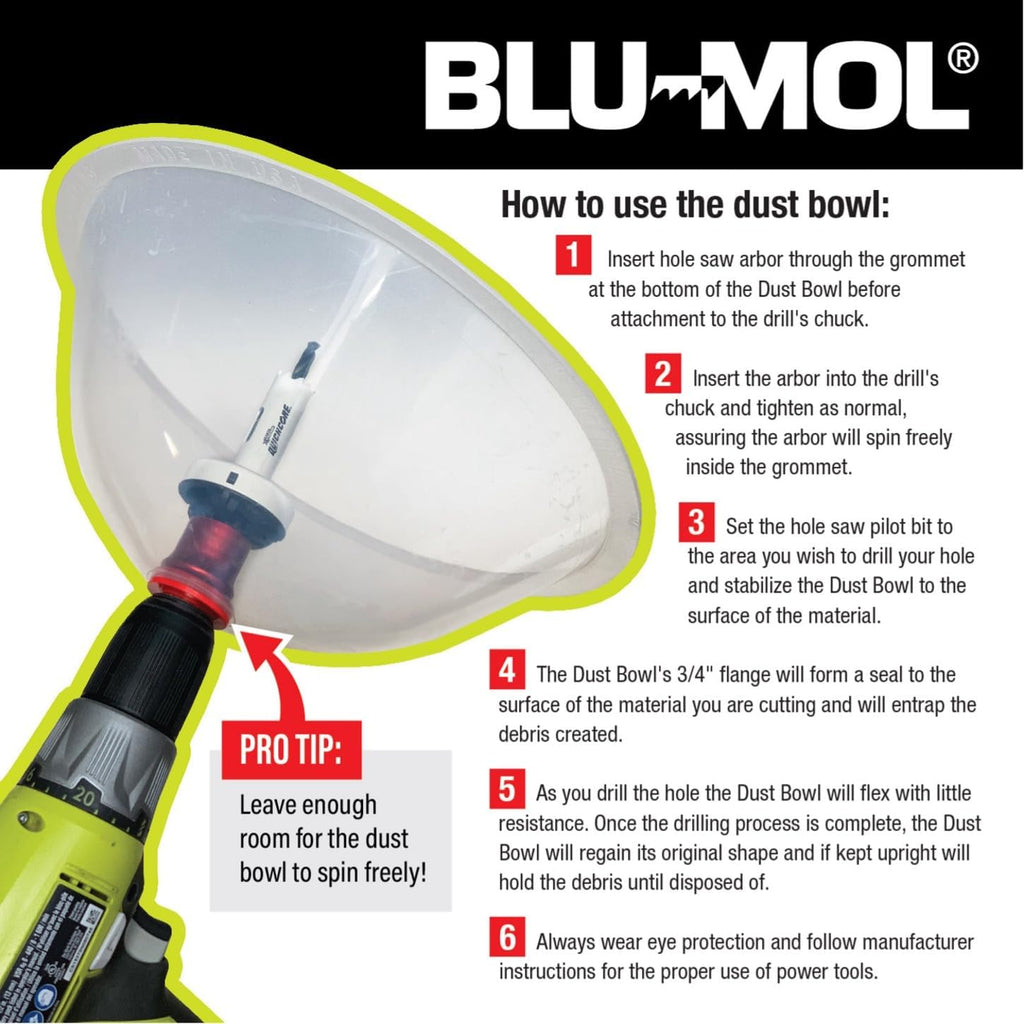 Disston E0215003 Three-Pack Blu-MOL RemGrit Hole Saw Accessories Dust Bowl, for Installing Recessed Lights and Works with All Hole Saws
