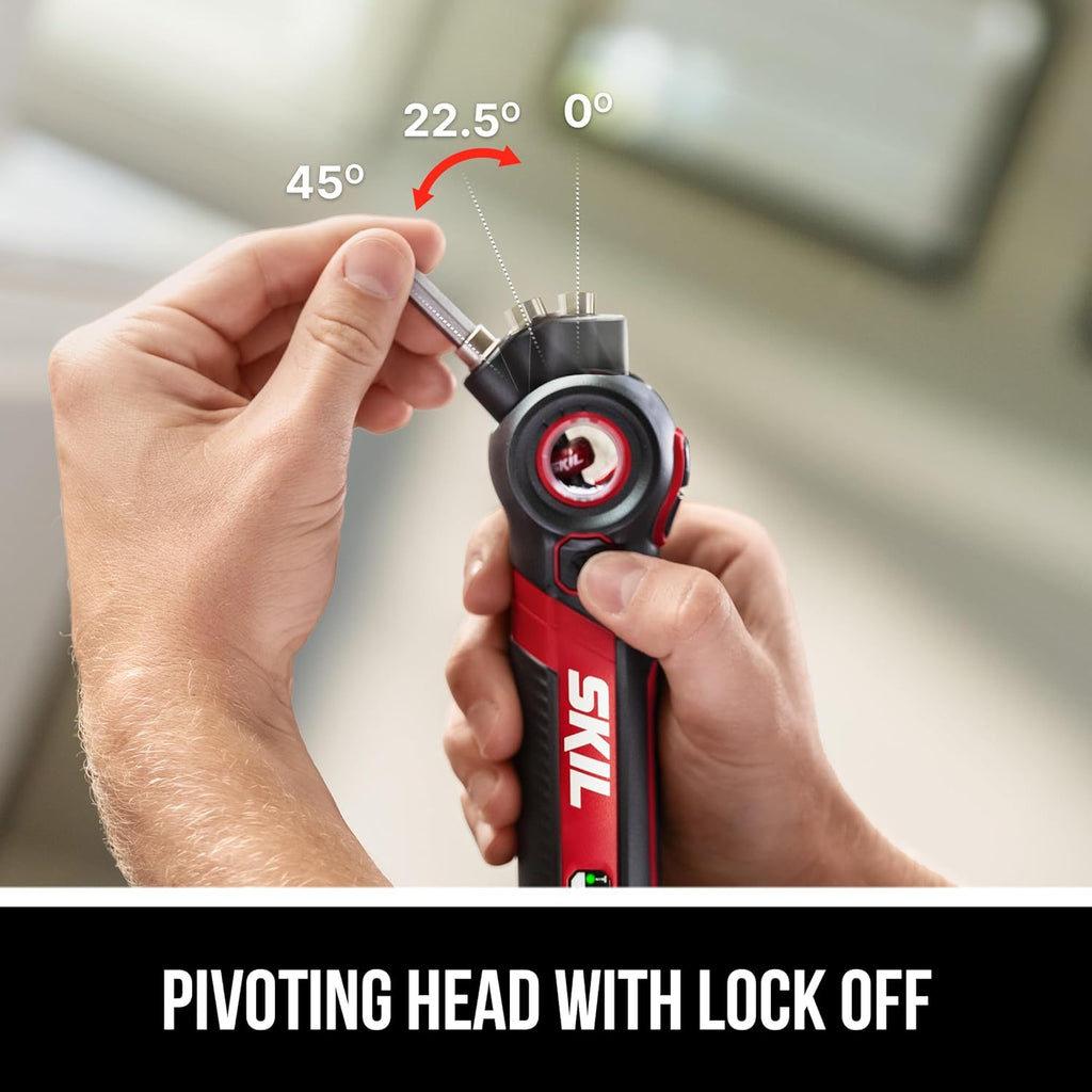 Twist 2.0 Rechargeable 4V Screwdriver with Pivoting Head, Torque Setting, USB-C Charging Cable & 2PC Bit Set-SD5619-01