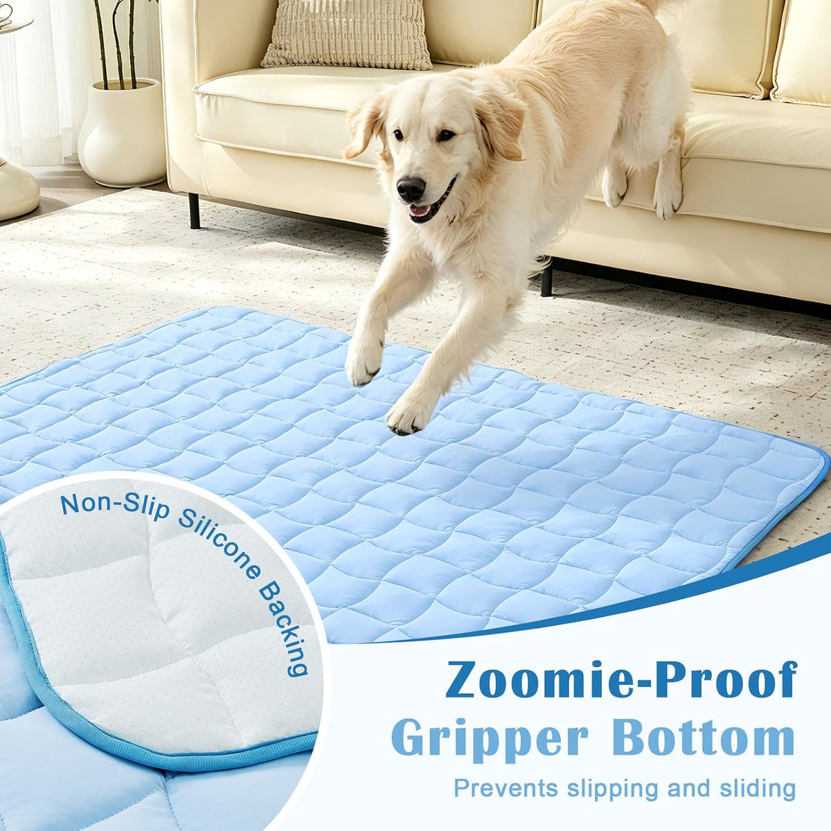 Cooling Mat for Dogs, X-Large Dog Cooling Pad, 44"x32", Blue