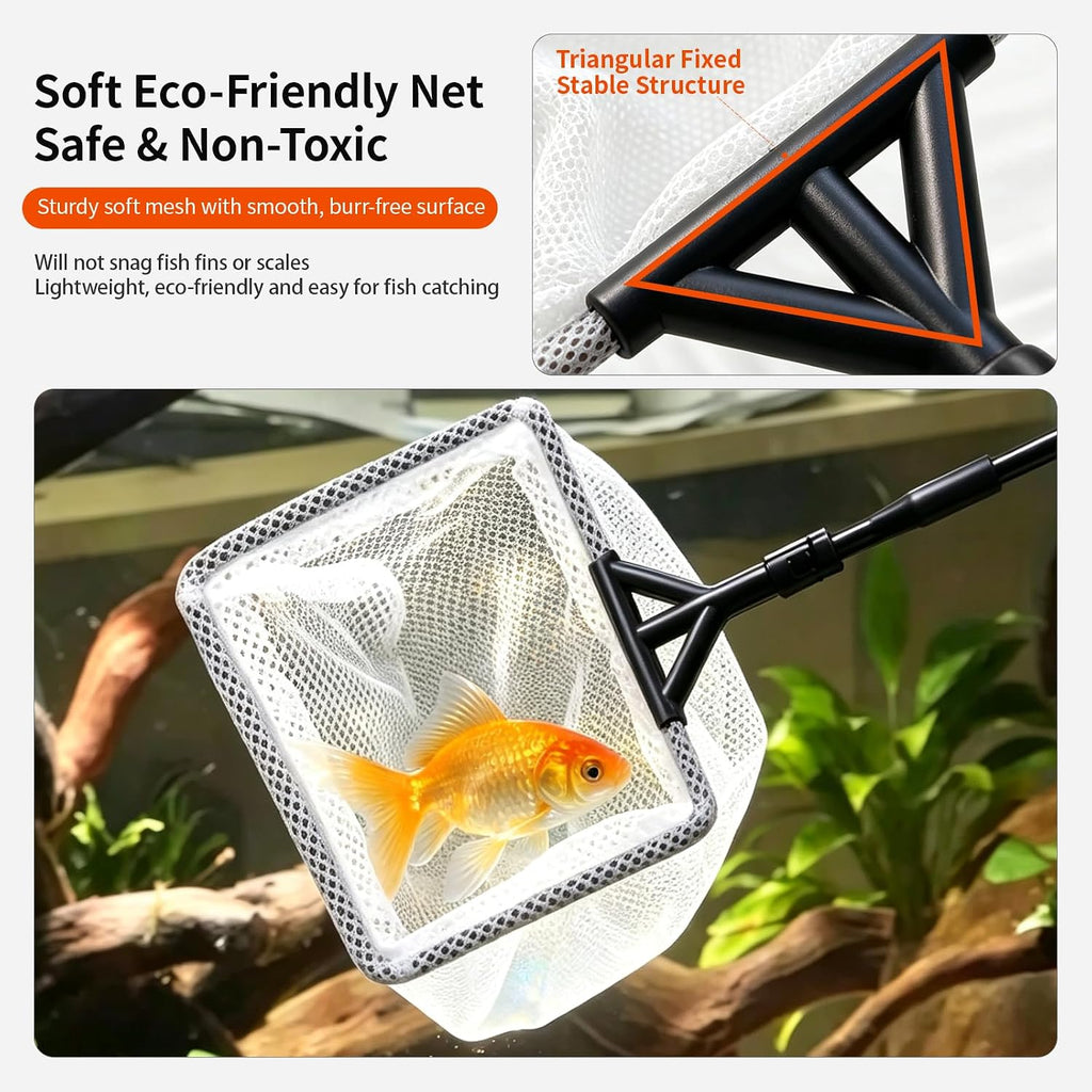Aquarium Clean Tool 6 in 1 Fish Tank Cleaning Kit Algae Scraper Scrubber Pad Adjustable Long Handle Fish Tank Brush