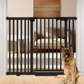 41" x 46.3-54.3" Wide Extra-Tall & Extra-Wide Adjustable Hardware/Pressure-Mounted Pet & Child Safety Gate with Dual-Lock Walk-Through Swing Door for Stairs, Hallways & Wide Doorways