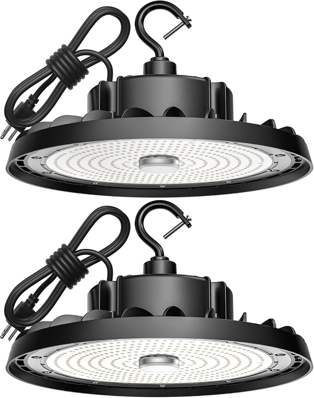 UFO LED High Bay Light 240W 36,000lm 5000K Daylight, High Bay LED Shop Lights with US Plug 5’ Cable, Commercial Warehouse Lights, Factory Area Lighting Fixture, Non-Dim, 2PCS