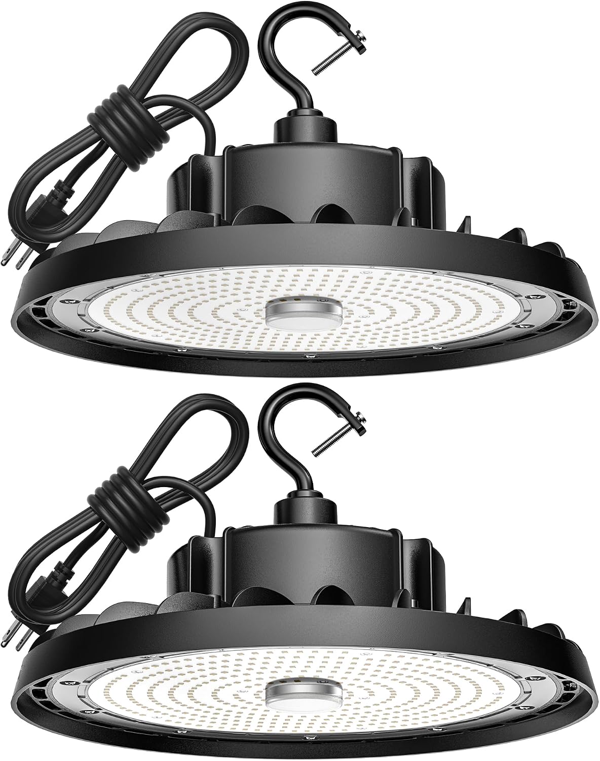 UFO LED High Bay Light 240W 36,000lm 5000K Daylight, High Bay LED Shop Lights with US Plug 5’ Cable, Commercial Warehouse Lights, Factory Area Lighting Fixture, Non-Dim, 2PCS