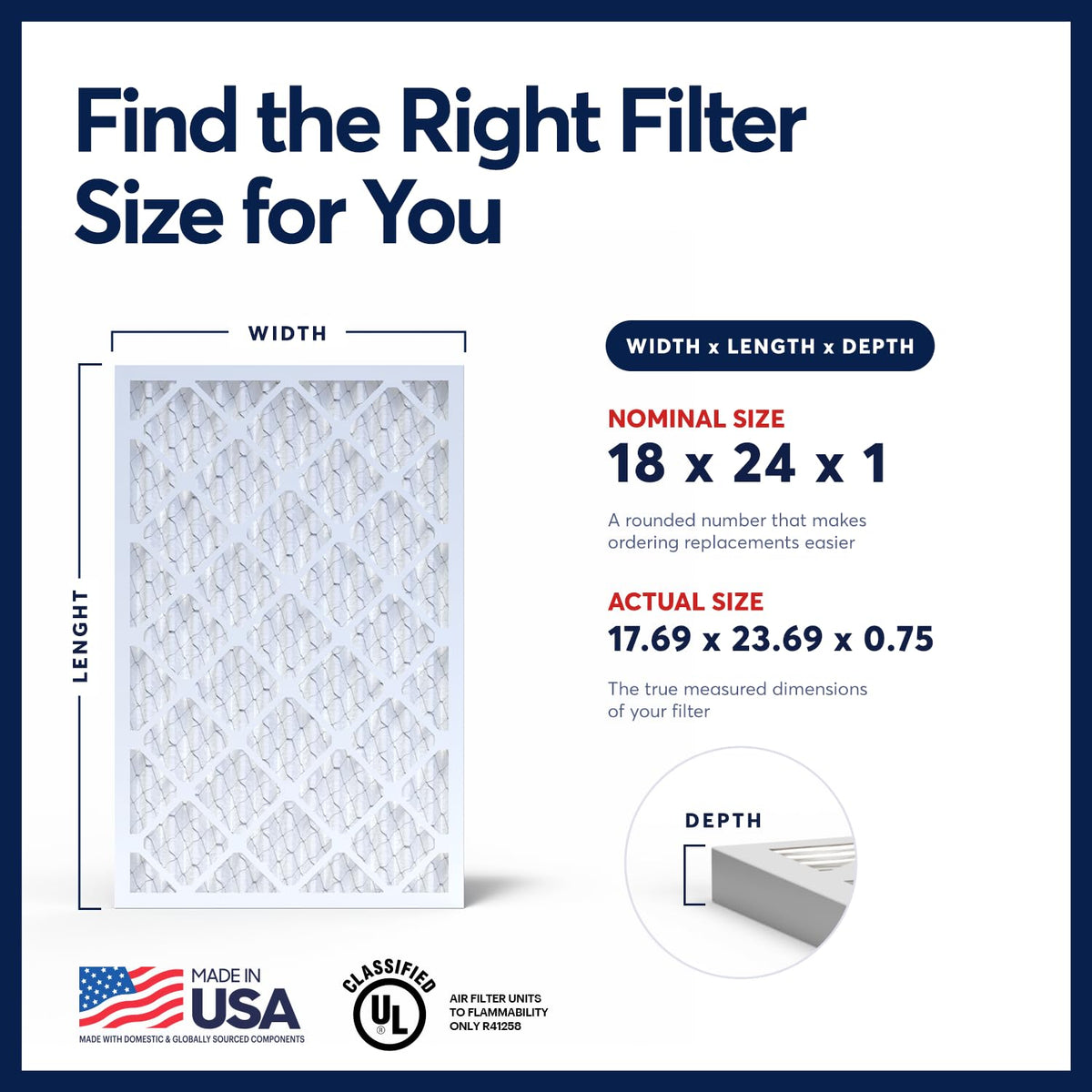 TruFilter 18x24x1 Air Filter MERV 13 AC Filter, HVAC Furnace Filter, 4 Pack (ACTUAL SIZE 17.69"x24.69"x0.75")