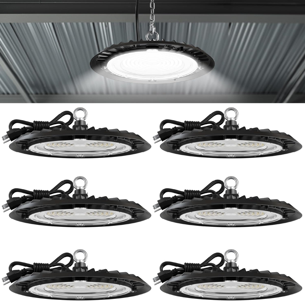 Sunco 6 Pack UFO LED High Bay Light, 150W, 5000K, 21000LM