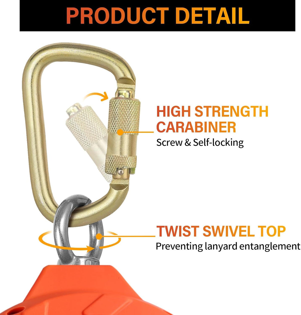 TRSMIMA Fall Protection Retractable Lanyard - 20ft Self-Retracting | Lifeline Safety Yoyo Fall Arrest Safety