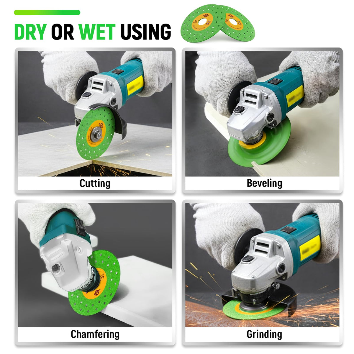 Gasoray 4.5-Inch Diamond Grinding and Tile Cutting Discs, 5-Pack