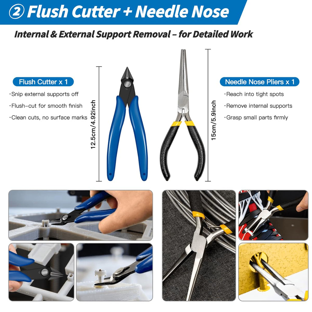 47Pcs Deburring Tool 3D Printing, 3D Print Tool Kit with Printer Pliers