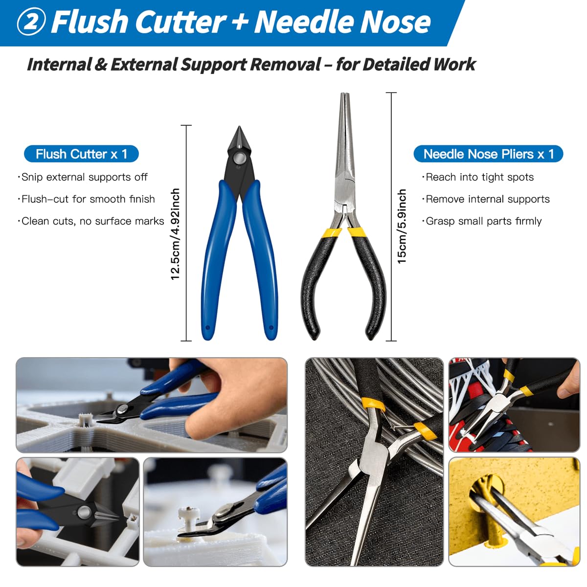 47Pcs Deburring Tool 3D Printing, 3D Print Tool Kit with Printer Pliers