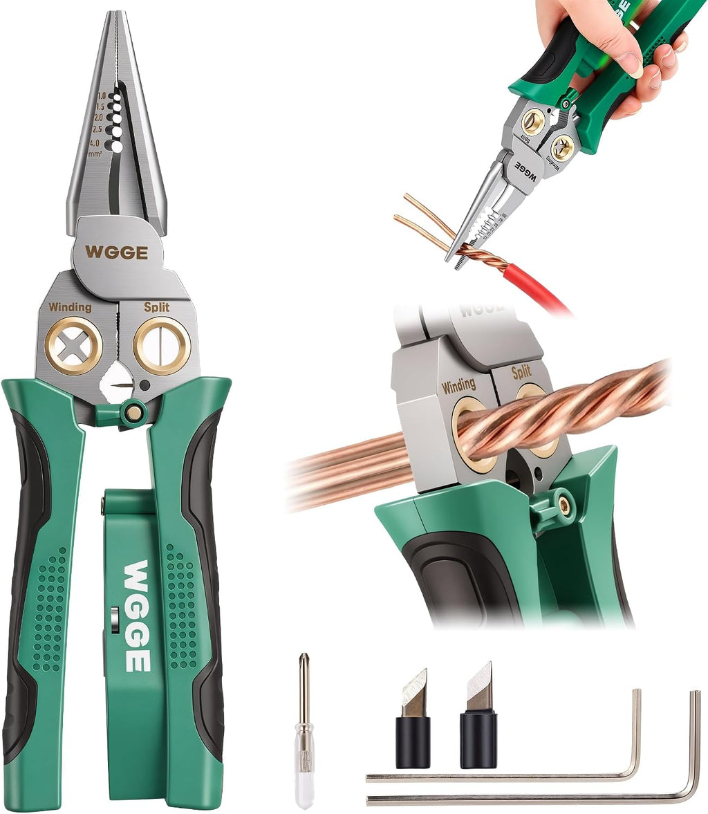 8-in-1 Wire Stripper with Voltage Detector, Cutter and Crimper | Electrical Pliers with Voltage Detection for Wire