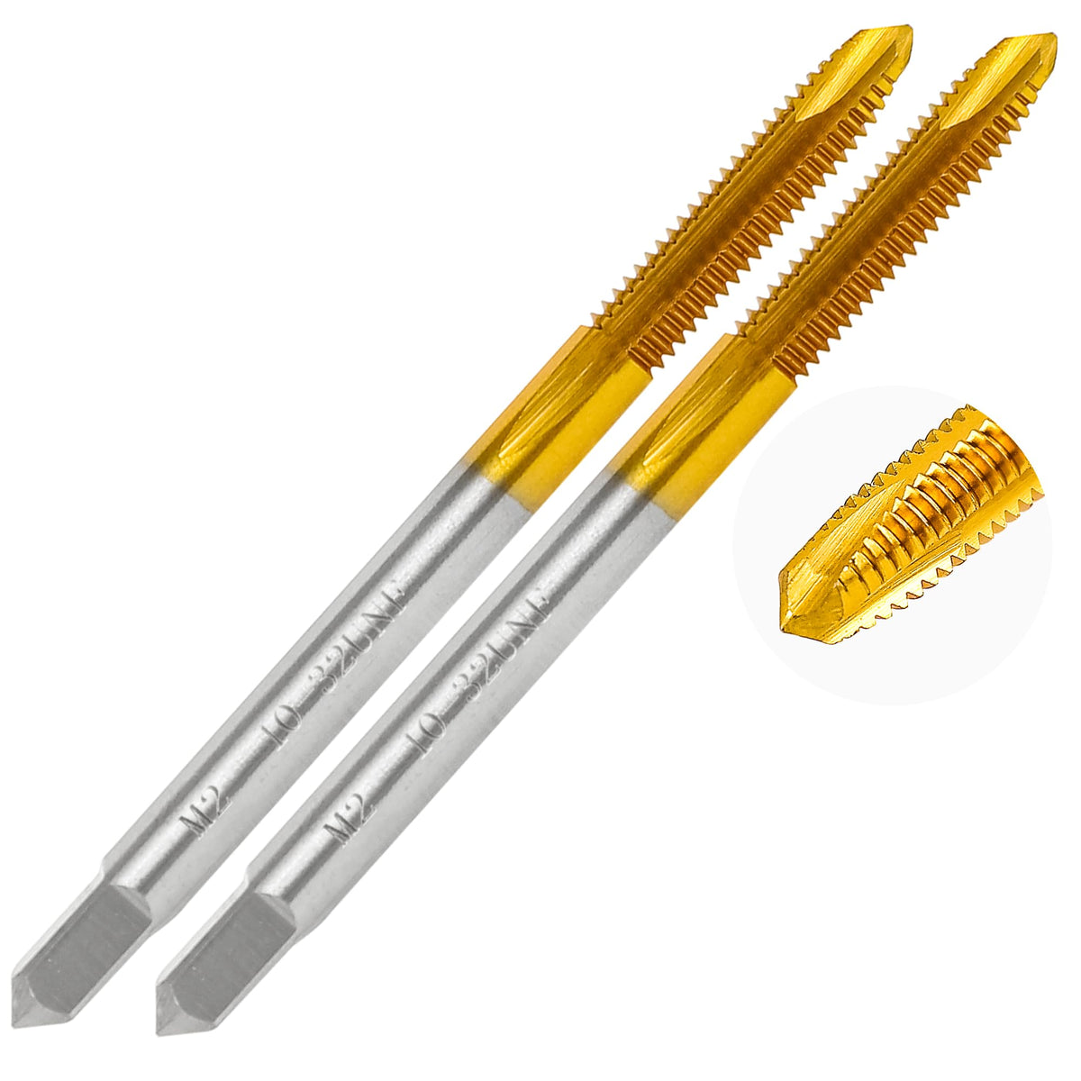 2Pcs 10-32 UNF Spiral Point Thread Tap for Stainless Steel and Metal