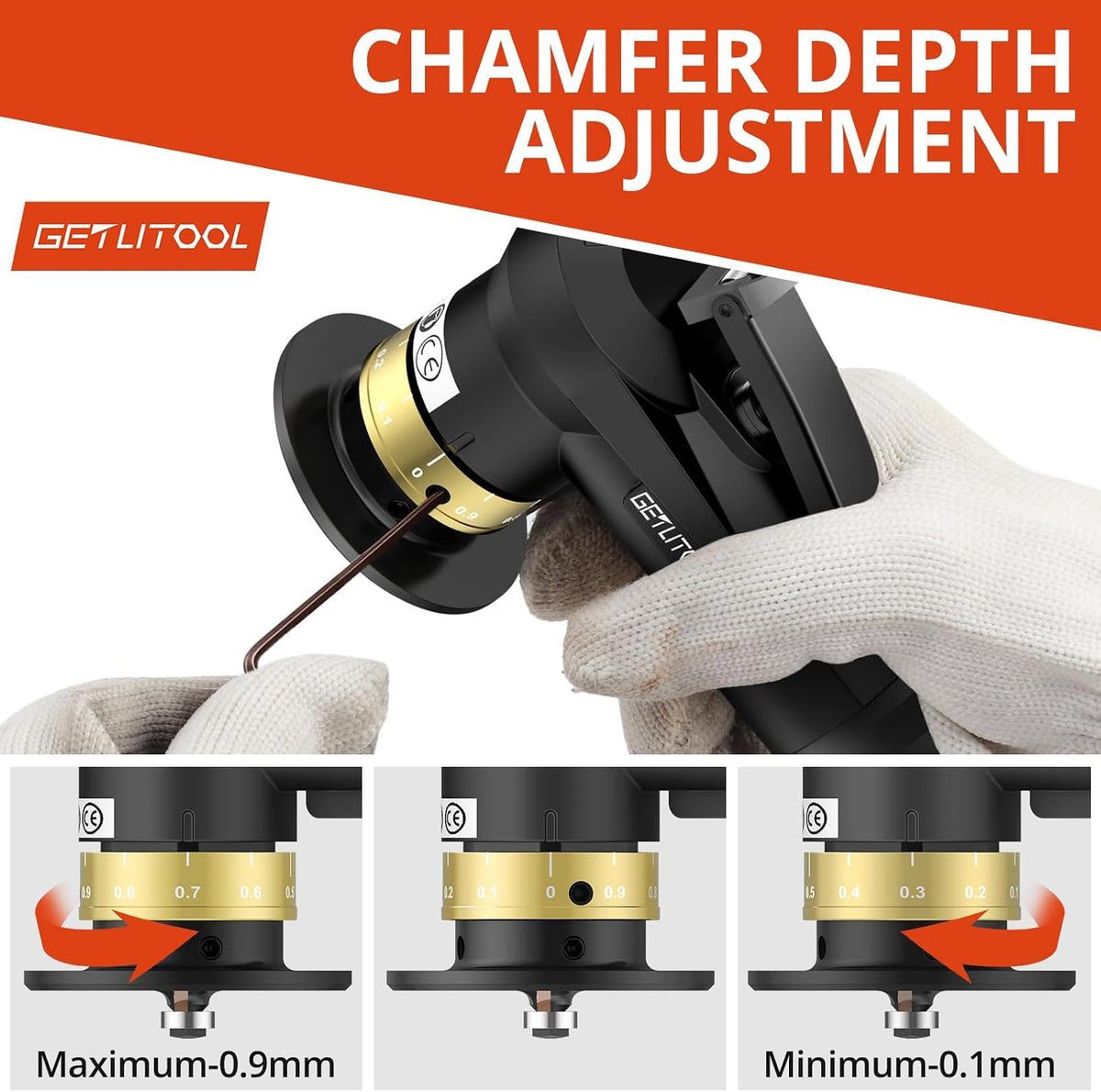 GETLITOOL Pneumatic Chamfering Tool, Air Chamfer Tool with 12C & 10R-Blade