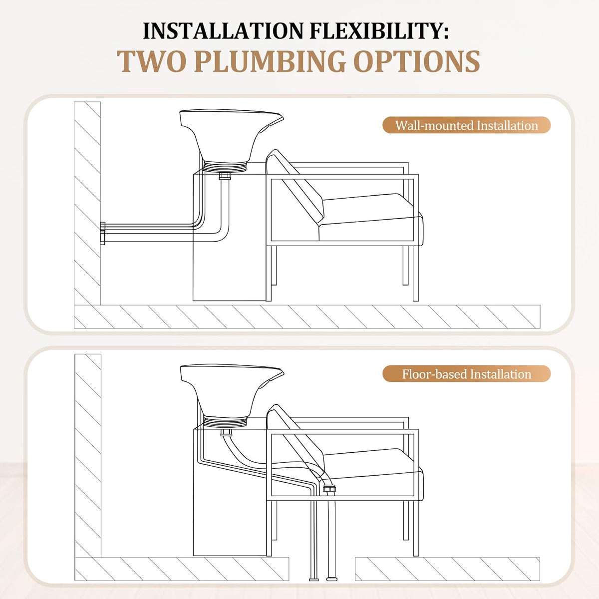 Salon Shampoo Bowl and Chair, Hair Washing Station w/Tilting Sink & Storage Cabinet, Backwash Barber Chair for