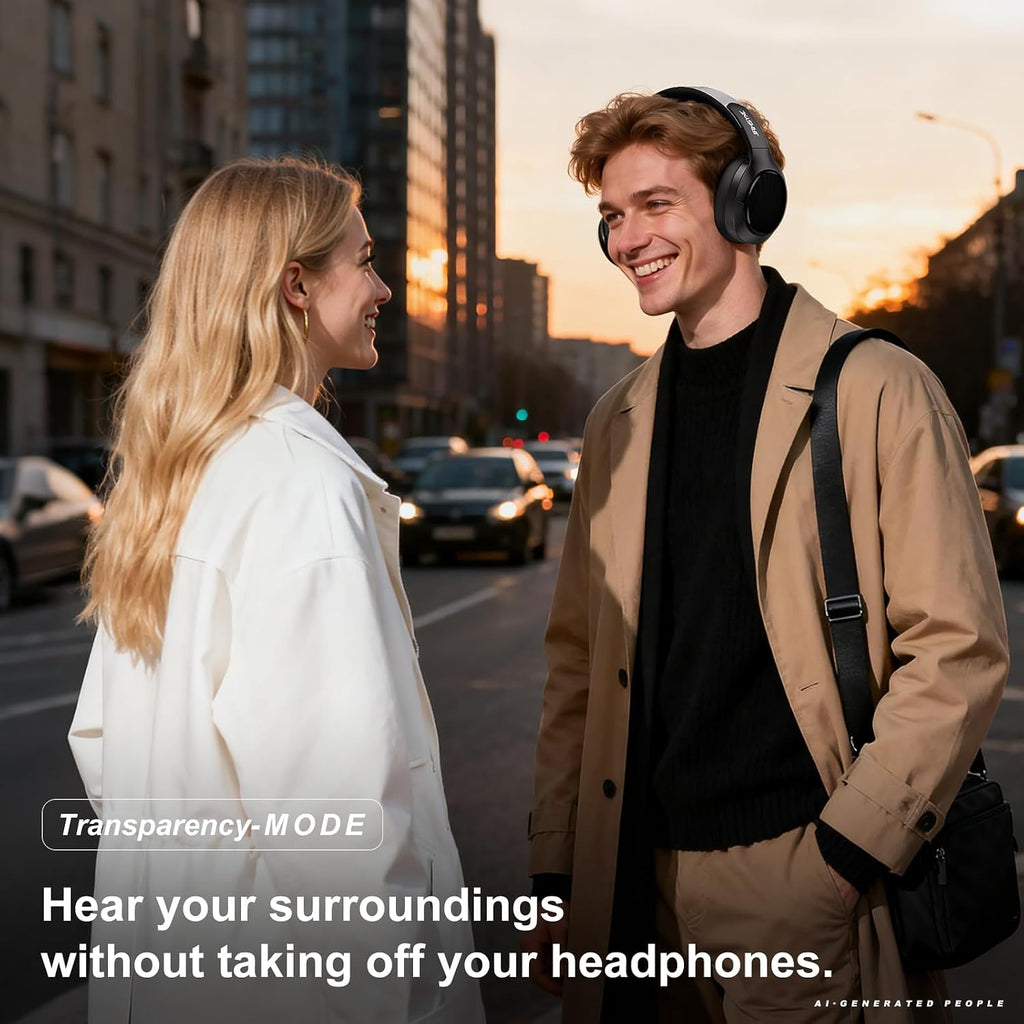 Wireless Noise Cancelling Headphones, 120H Playtime, Over Ear Headphones | 45dB Hybrid active passive noise