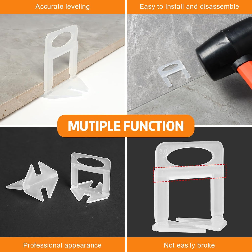 Tile Leveling System, 2000-Piece 1/16" Tile Spacers Clips Tile Tools