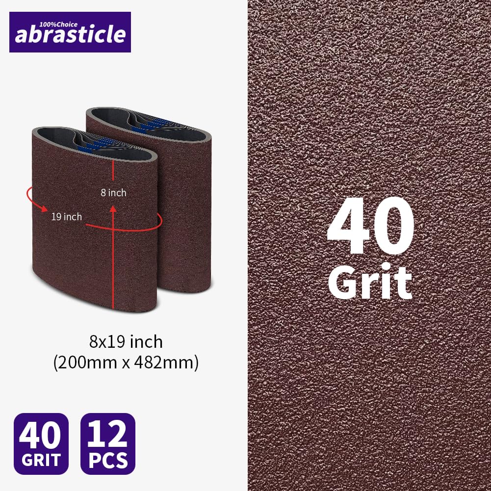 abrasticle 12 Packs 8 x 19 inch 40 Grit Cloth Floor Sanding Belts Ideal for Sanding Commercial and Residential Flooring