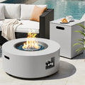 30-Inch Round Propane Fire Pit Table, 50,000 BTU, Light Gray