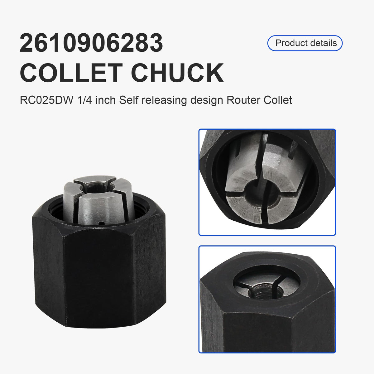 Laofudech 2610906283 1/4” and 2610906284 1/2" Router Collet Kit Replacement for 1613 1617 1618 and 1619 Router
