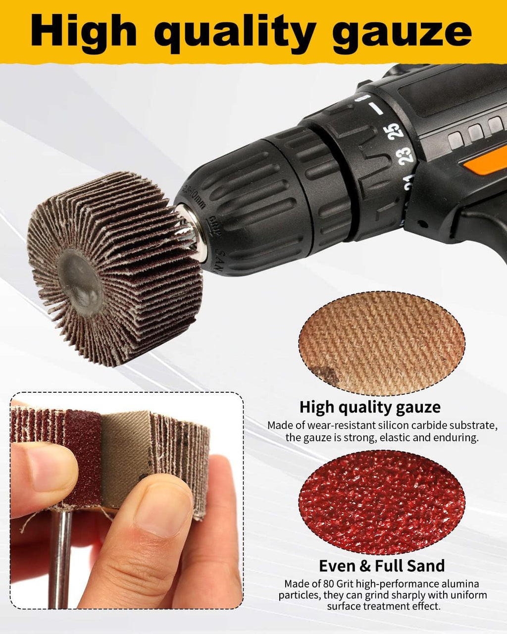 SHITIME 16 Pcs 1/4" Shank Abrasive Flap Wheel Sander 80 Grit