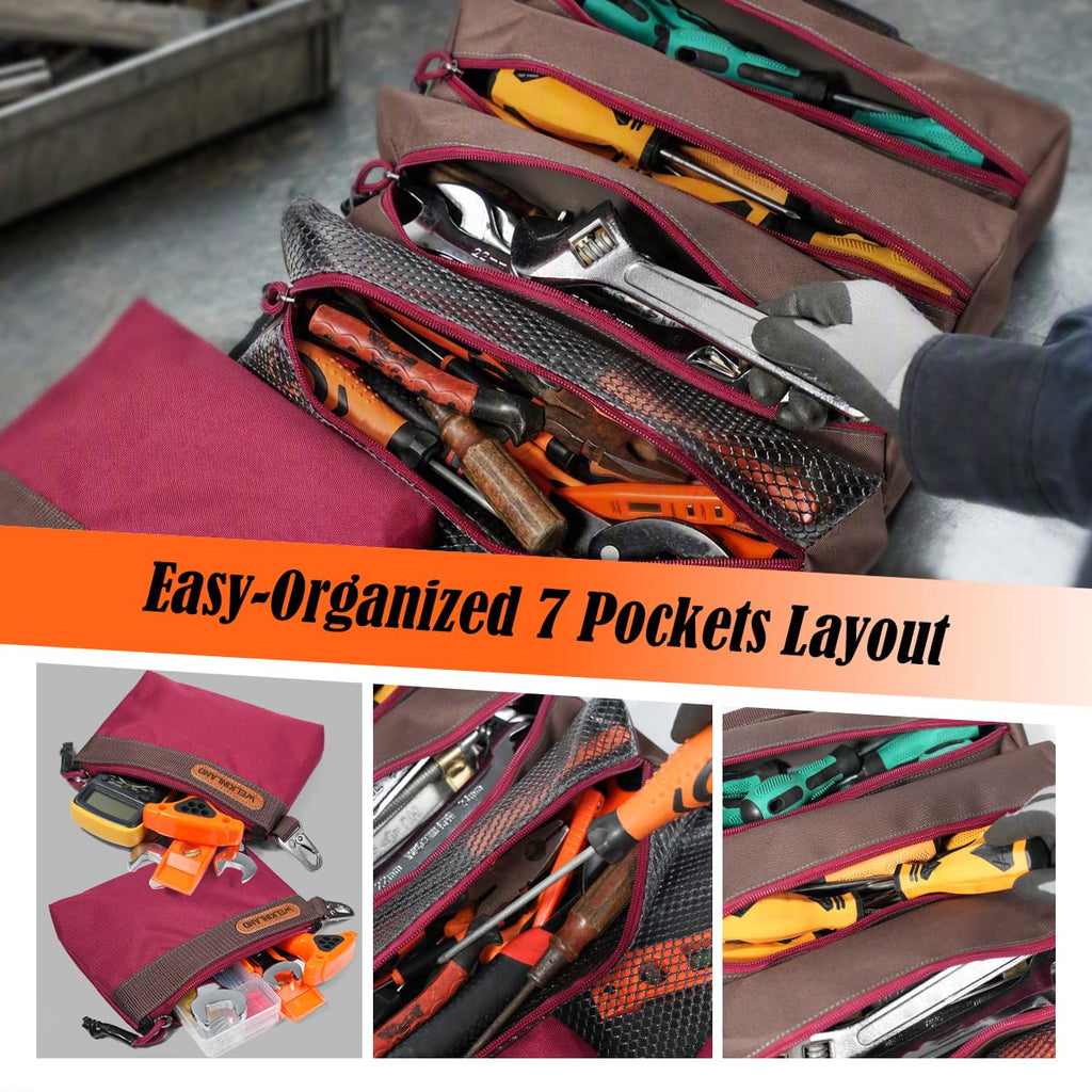 3-In-1 Tool Roll Set, Heavy-Duty 15L-Large Roll Up Tool Bag