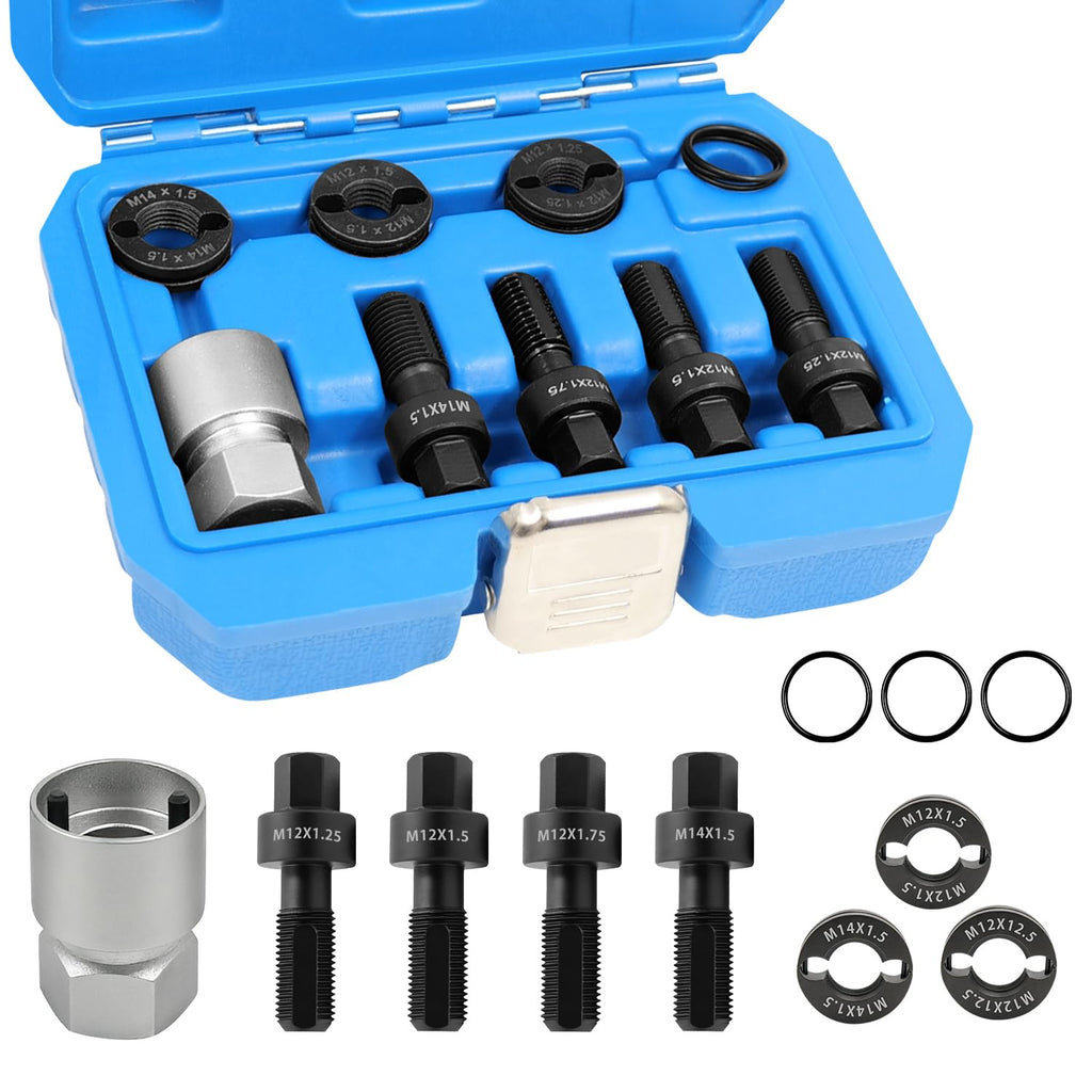 JEUCLEL 8PCS M12 & M14 Wheel Stud Thread Restorer Kit, Reverse Action