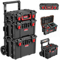 3-Piece Rolling Modular Tool Box System with Large Rolling Tool Box & Small Parts Organizer for Garage Storage, DIY
