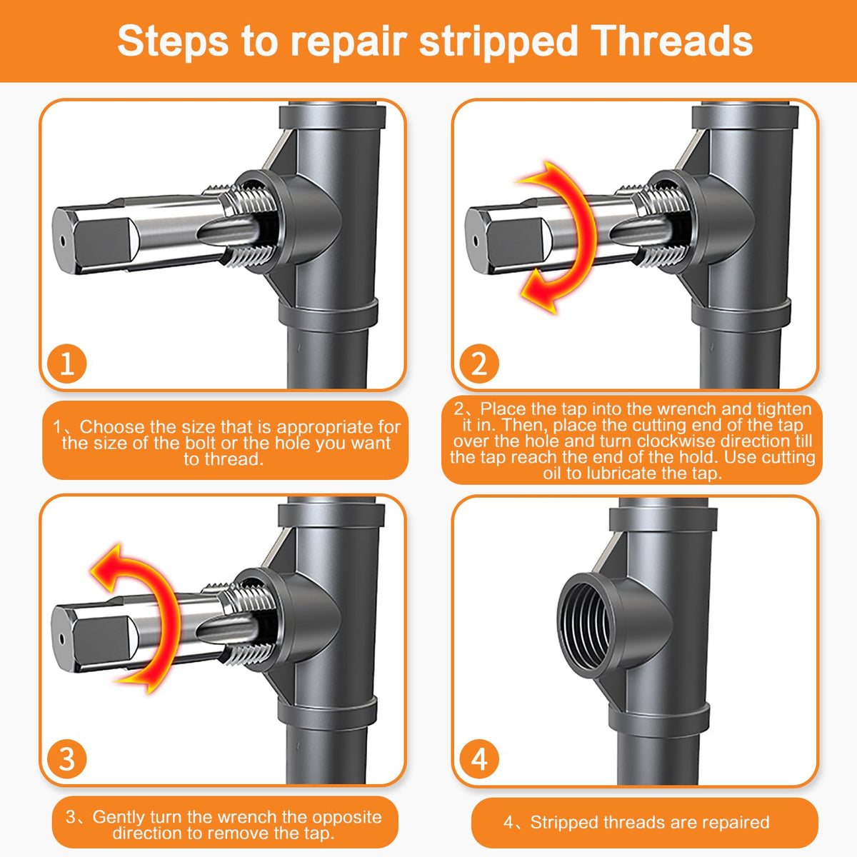 5-Piece NPT Pipe Tap Set, Precision Carbon Steel NPT Tap Set for Clean Accurate Threads, 3/4", 1/2", 3/8", 1/4", 1/8" NPT Tap, Perfect for Plumbers Mechanics DIYers, with Durable Plastic Case