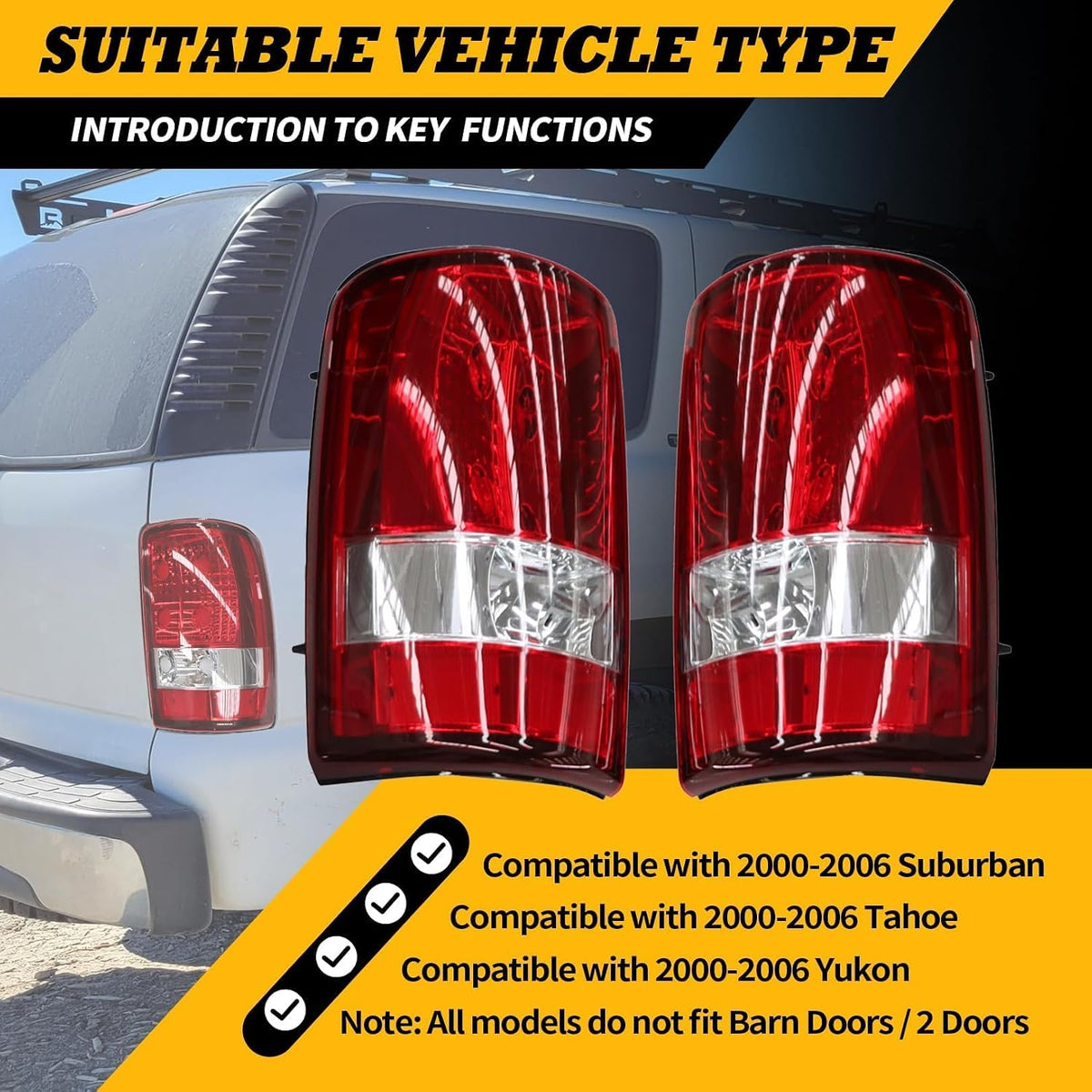 Tail Light Compatible with 2000-2006 Suburban Tahoe Yukon
