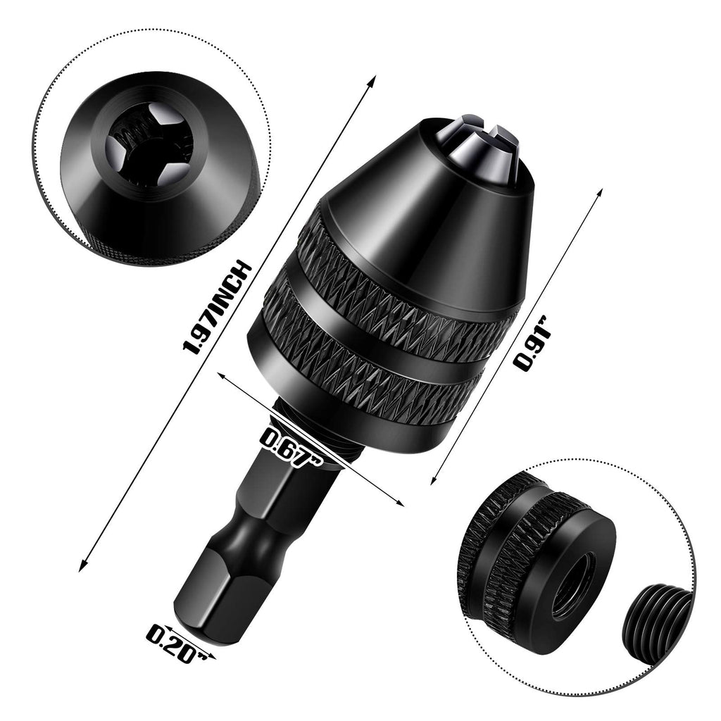 Honoson Drill Chuck Adapter Keyless 1/4 Inch Hex Shank Drill Chuck, 6 Pcs