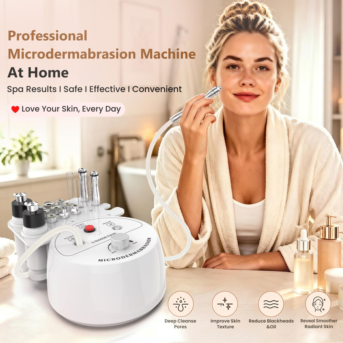 Diamond Microdermabrasion Machine Professional, 3 in 1 Dermabrasion Facial Peeling Skin Care Device for Salon