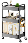 3-Tier Metal Rolling Cart Utility Carts with Wheels Black