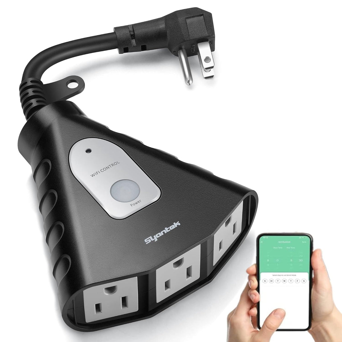 Outdoor WiFi Outlet, Outdoor Plug with 3 Ground Outlets, Compatible with Amazon Alexa, Google Assistant, Remote