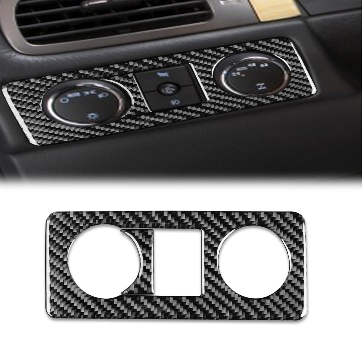 Headlight Switch Trim for Chevy GMC Carbon Fiber Accessory Black -A