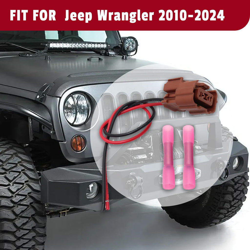 Front Fog Lights Connector Harness Fit for 2010-2024 Jeep Wrangler