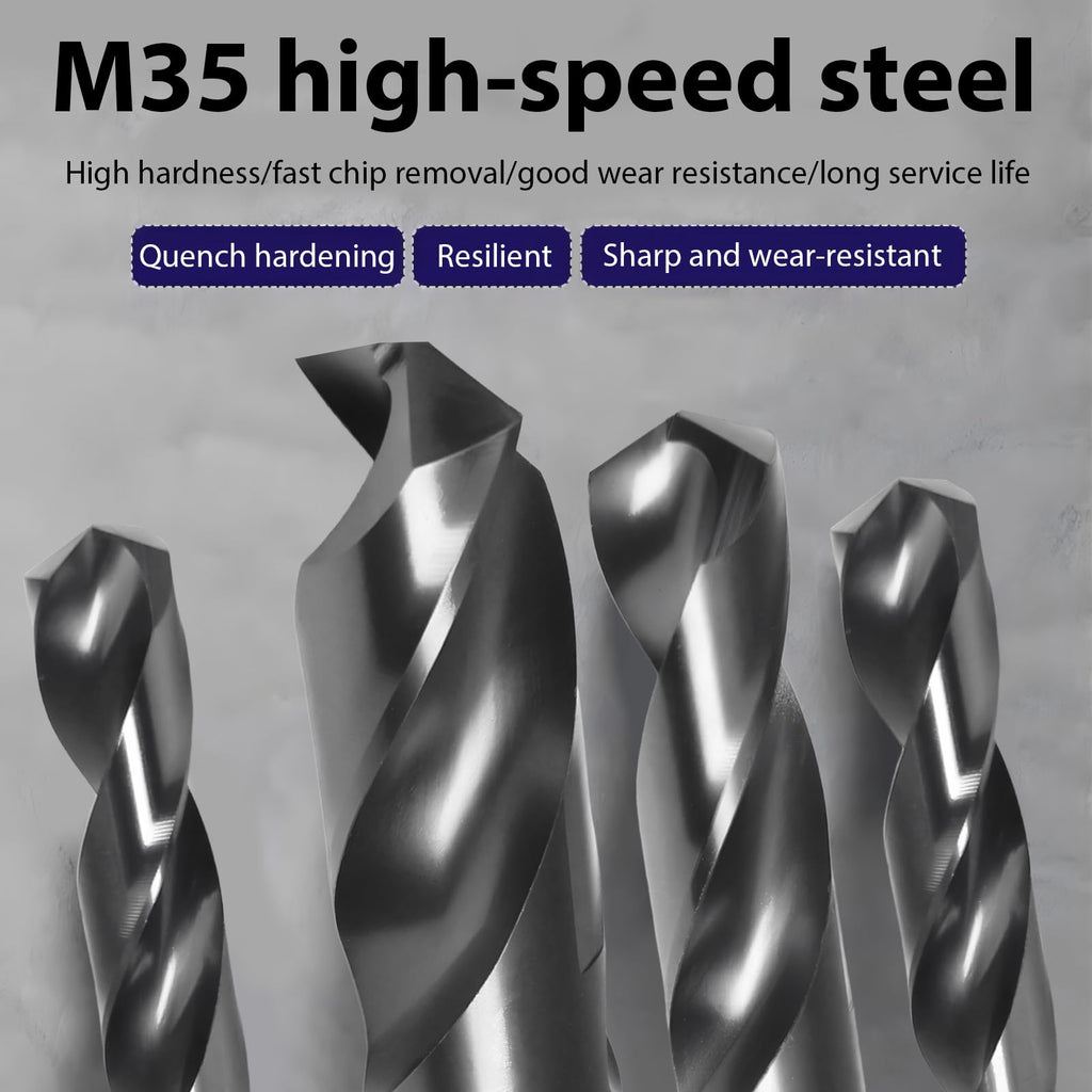 5/8 Inch Drill Bit for Metal - M35 Cobalt Titanium Aluminum Nitrite Industrial Grade, 5/8" Diameter 6" Total Length with 3-Flat Shank, Drills Steel, Cast Iron & Aluminum Alloys