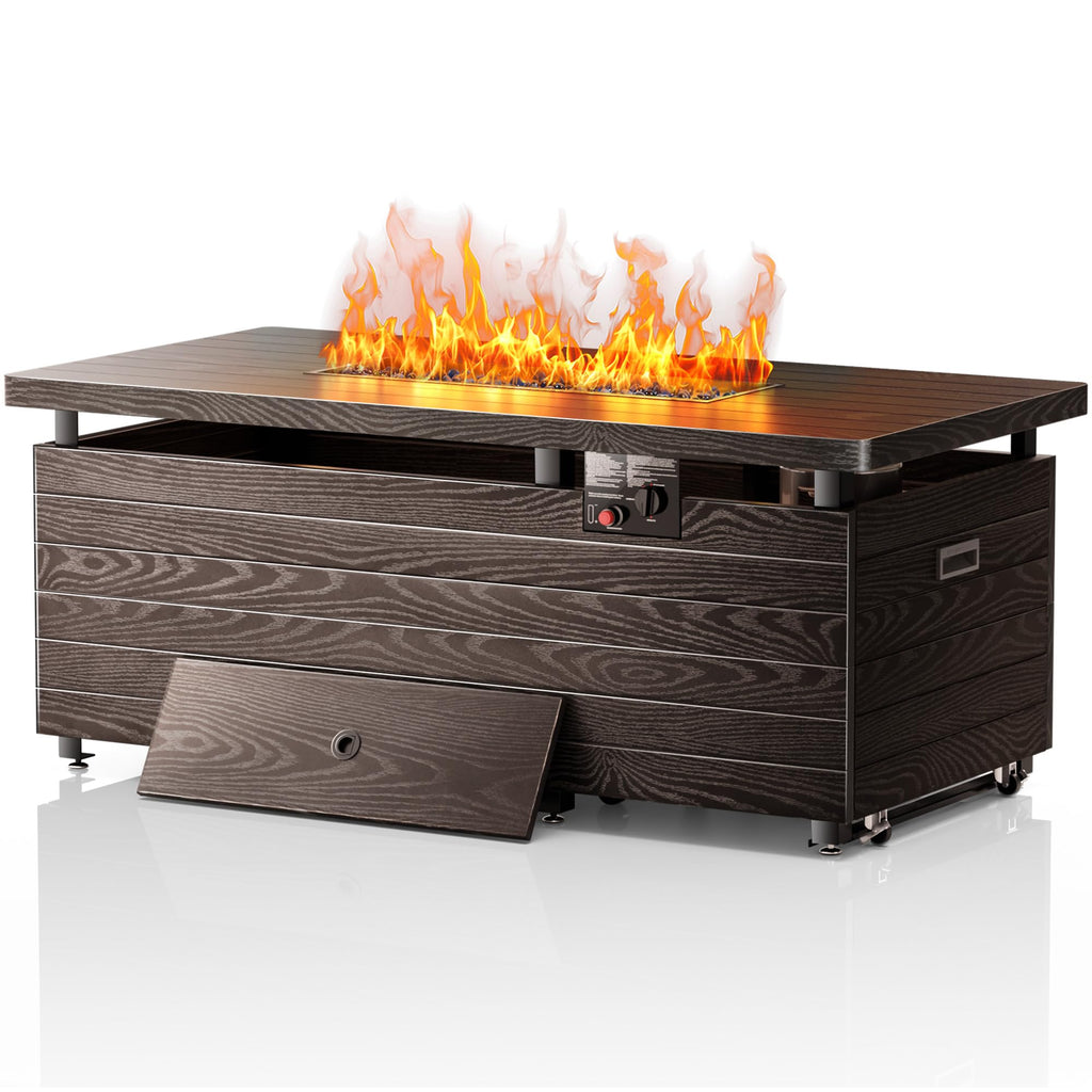 51” Outdoor Propane Fire Pit Table, 50000 BTU 4-in-1 Gas Fire Pits, Brown