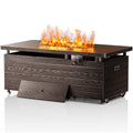 51” Outdoor Propane Fire Pit Table, 50000 BTU 4-in-1 Gas Fire Pits, Brown