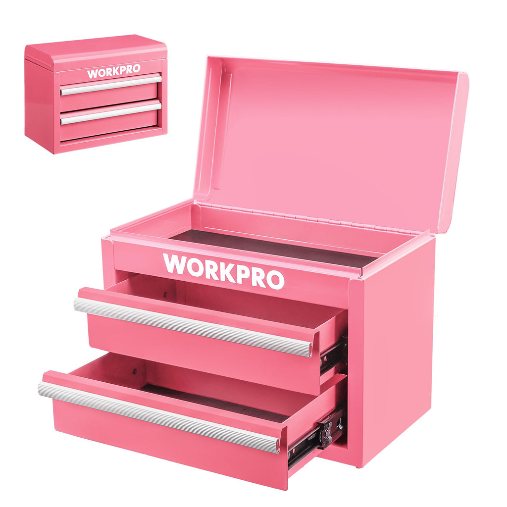 Metal Mini Tool Box with 2 Drawers and Top Storage