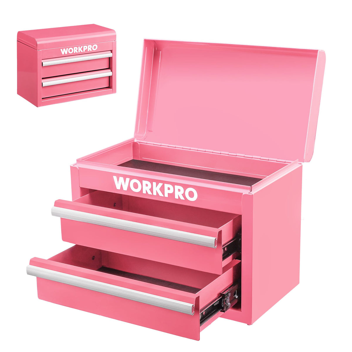 Metal Mini Tool Box with 2 Drawers and Top Storage