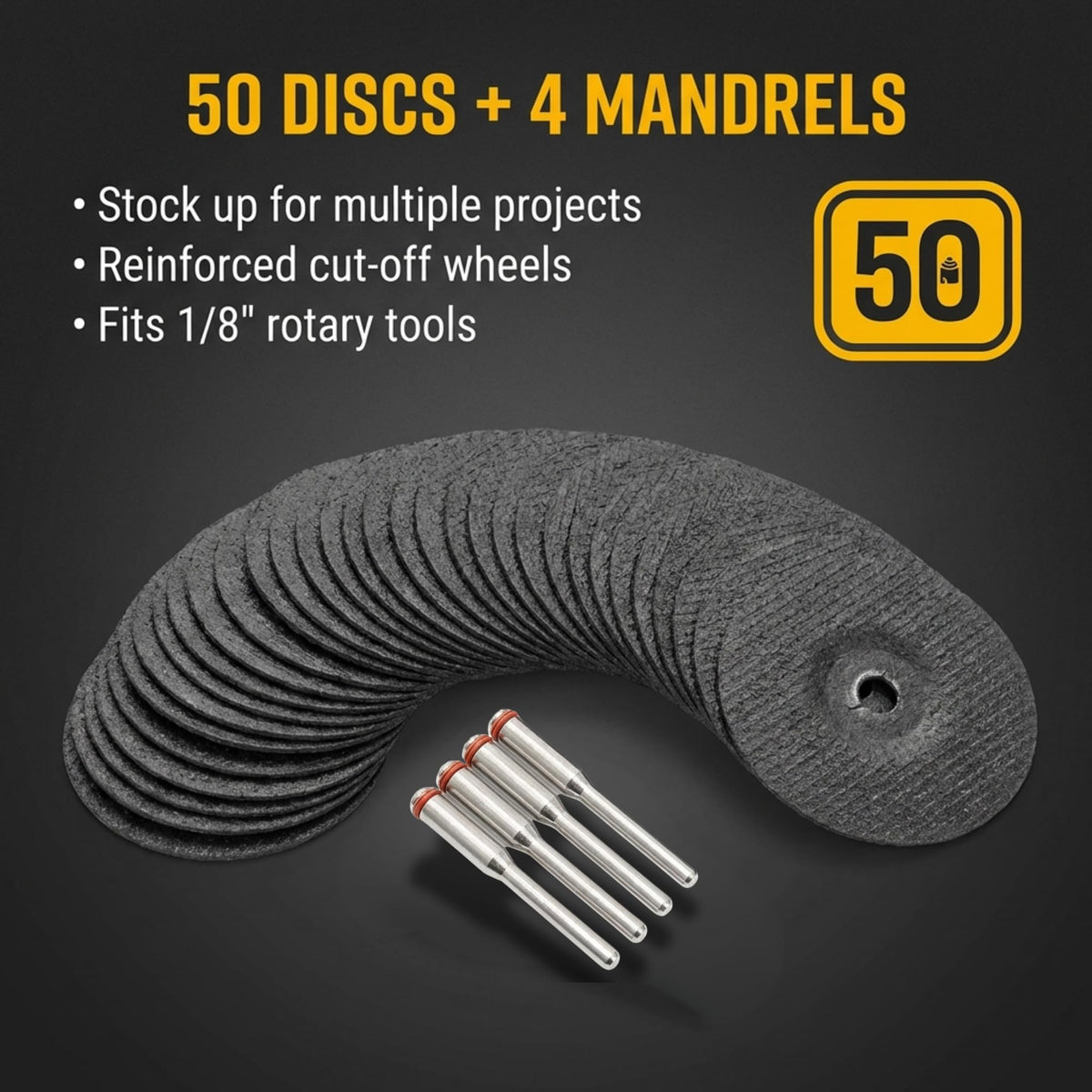 Drilax 50 Pack Cutting Discs for Dremel, Double Reinforced Cut Off Wheels