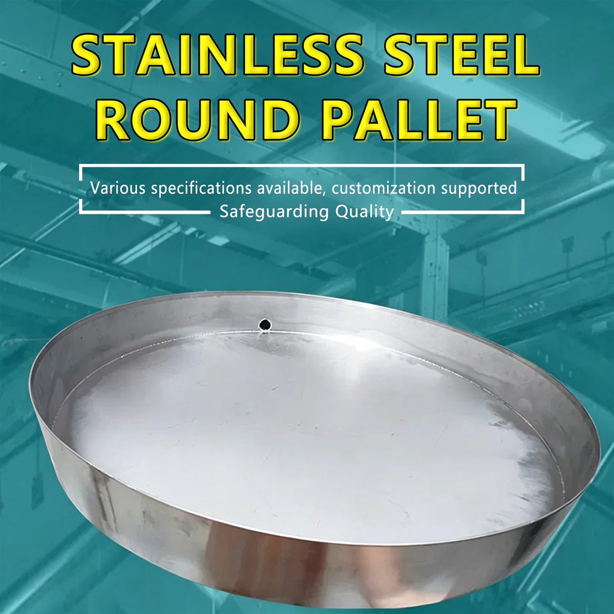 304 Stainless Steel Round Drip pan With Raised Edge and Drain Outlet Customizable Condensate Drain pan for air Conditioner HVAC Washing Machine Water Under Freezer Drain pan(20x20x5cm(8x8x2in))