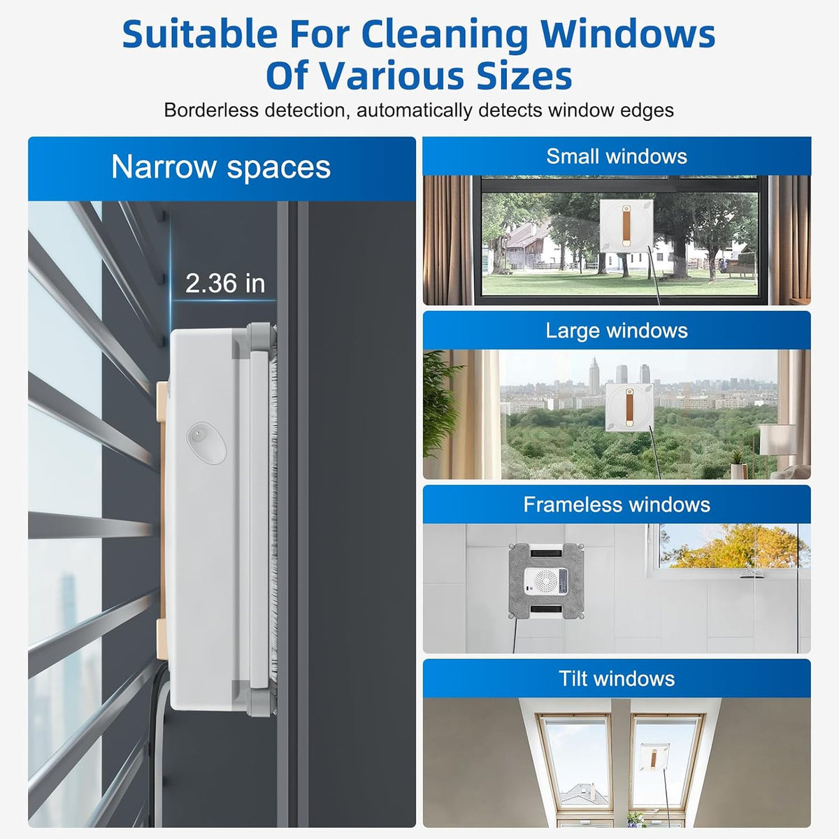 GLE 350 Window Cleaning Robot with 2-Nozzle Dual Spray, Smart Path Planning & Cleaning Modess, Remote Control Smart