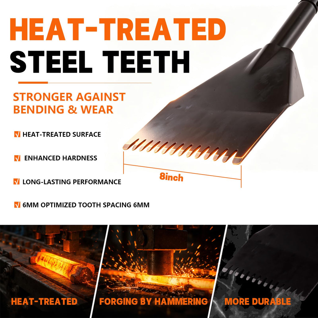 Heavy Duty Roofing Shovel with Gloves，45in Shingle Removal Tool
