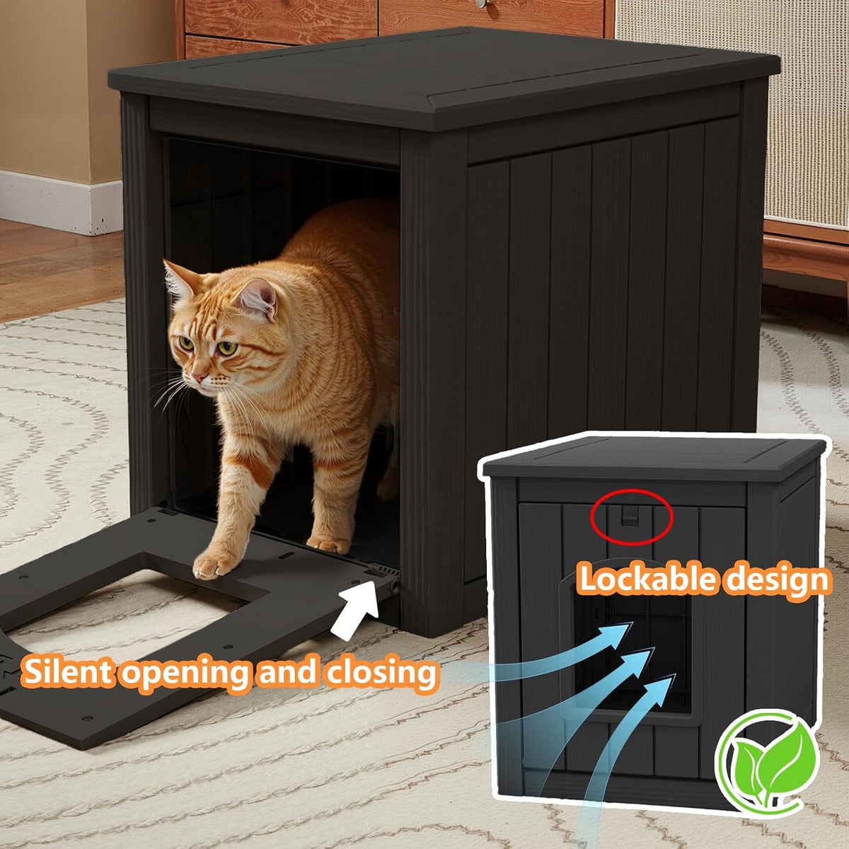Resin Cat Litter Box Enclosure, Black