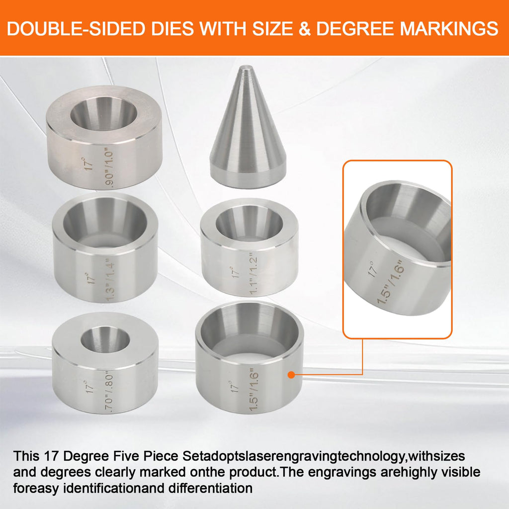 17 Degree Five Piece Set Folding & Reduction Die Stainless Steel Stabilizer Folding Cone Die Set Coin Making Tool