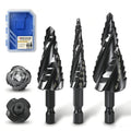3PCS Step Drill Bit Set - Titanium Four Spiral Flute HSS Step Bit