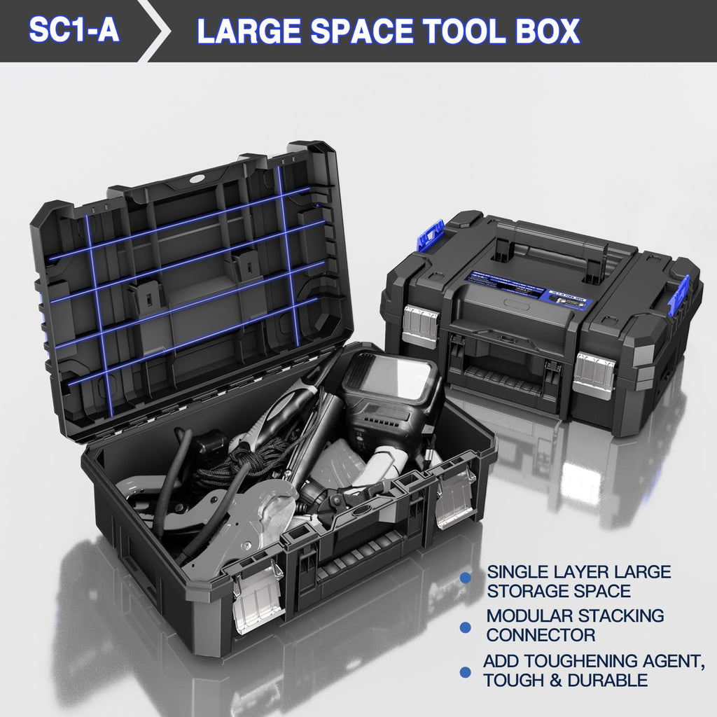 5 Tier Stackable Tool Box with Wheels, Rolling Tool Box Organizer