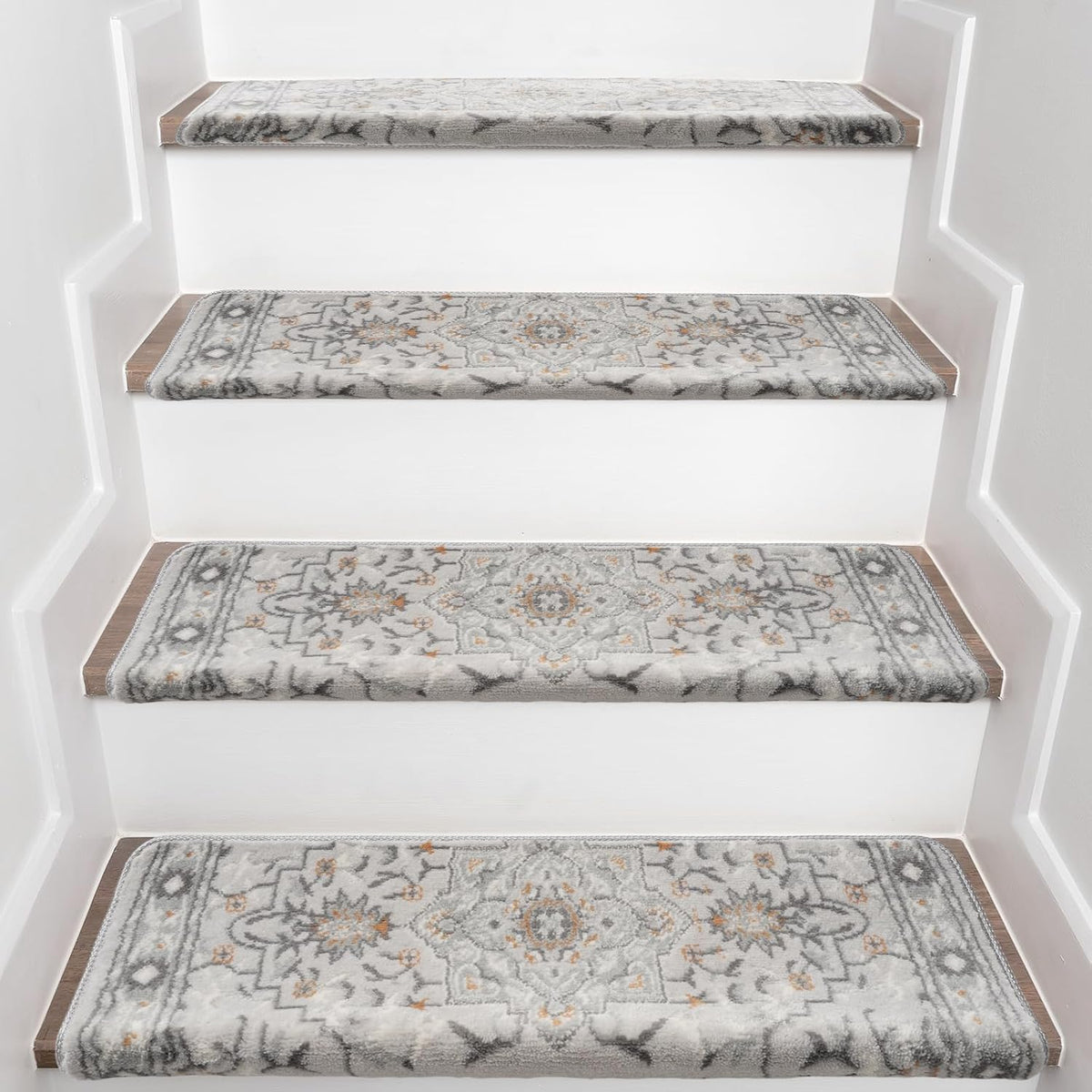 Bullnose Stair Treads for Wooden Steps, 14 Pack 30"x9.5" Non Slip Carpet Stair Treads, Peel and Stick Stair Carpet