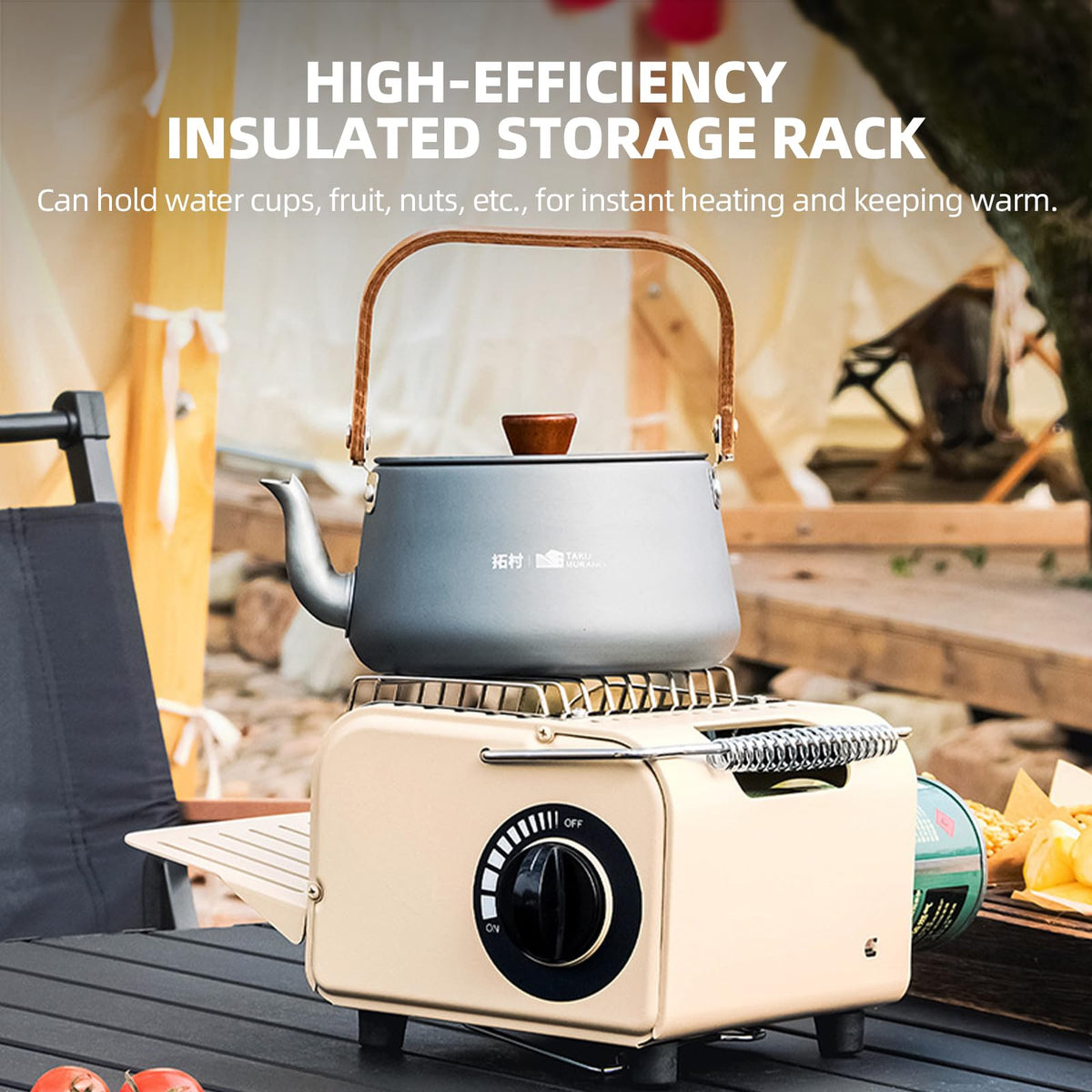 3 in 1 Portable Heater and Stove, 1200W Outdoor Tent Stove, Adjustable Temperature Camping Heaters for Fishing