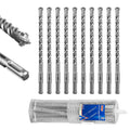 SALI 10PCS 3/8"*8" SDS Plus Rotary Hammer Drill Bit Concrete Drill Bit Kit Cross-Type Double Thread Carbide Material Suitable for Brick, Cement Walls, Stone, Hammer Drill Bits